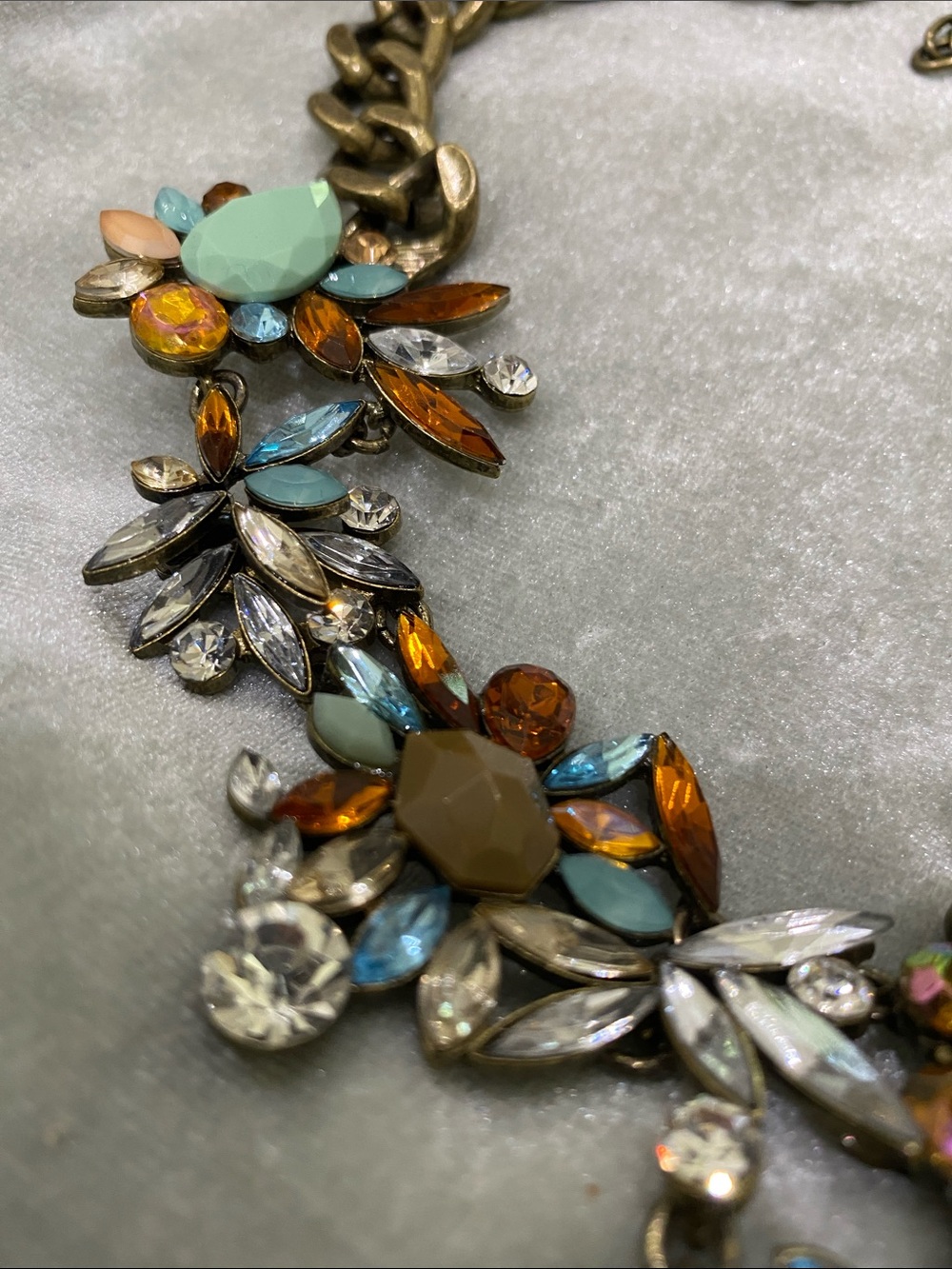 Joan Rivers Multi-Color Crystal Floral Bib Necklace with Aqua and Amber Accents - Picture 5 of 6